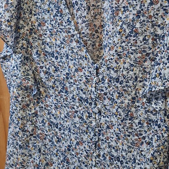 Madewell Shirt Women's 18 Lightweight Flutter Sleeve Floral Cottagecore Prairie - Picture 3 of 9